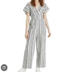 American Eagle Striped Cotton Jumpsuit Large